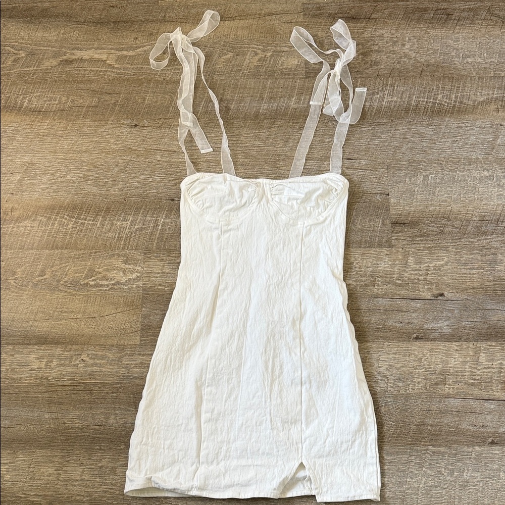 Etophe Studios White Ribbon Mini Dress Size Small